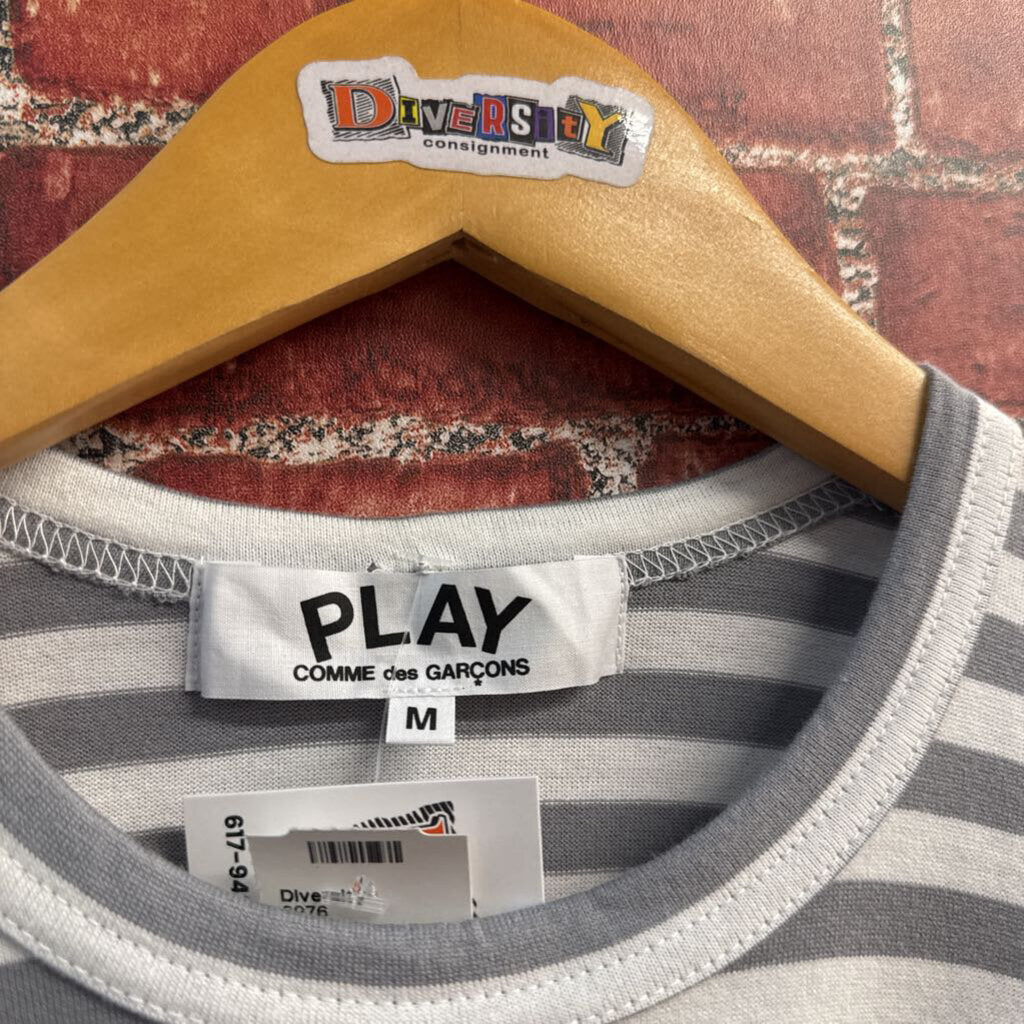 Comme des Garçons PLAY Long Sleeve Stripes Grey/White Size M