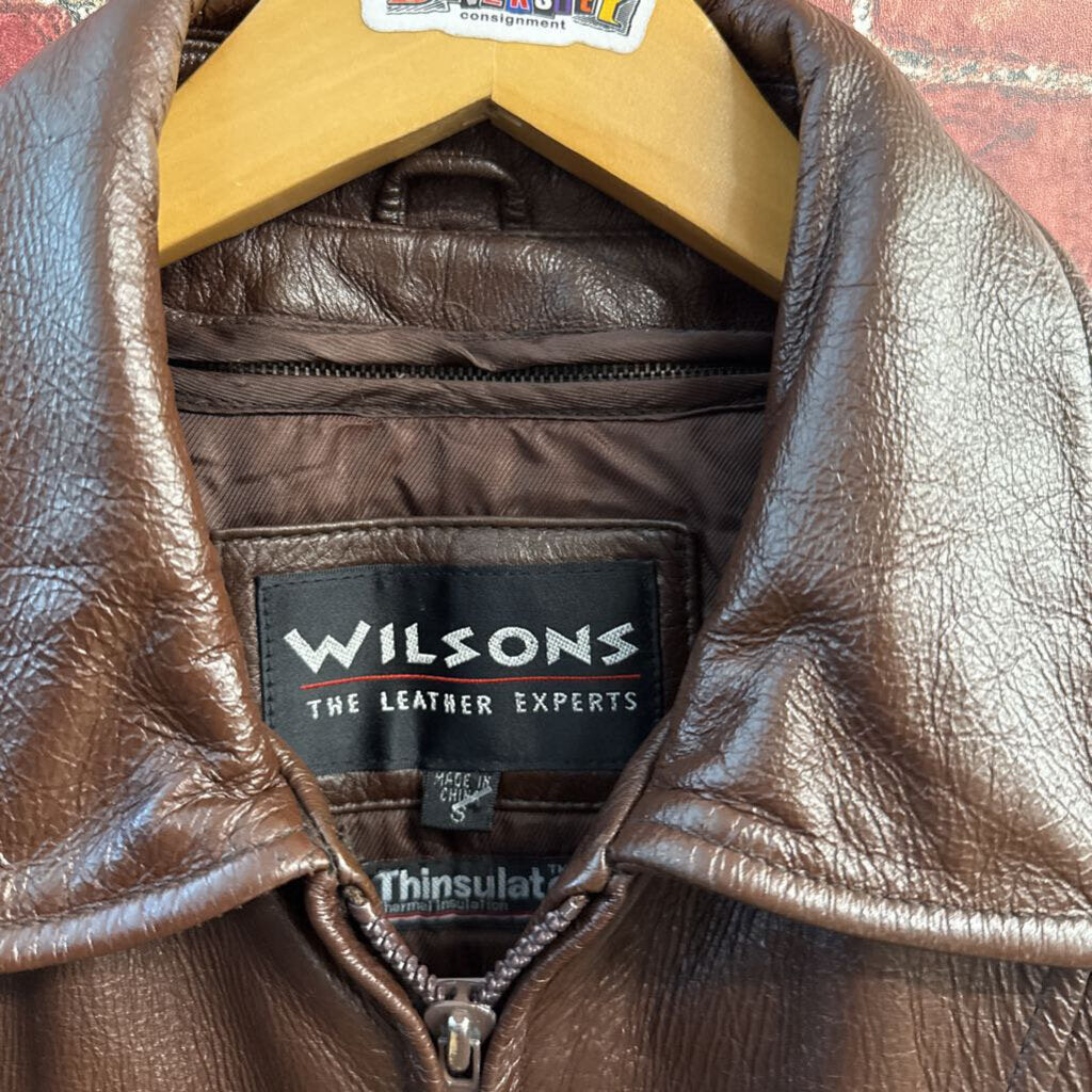 Wilsons Leather Bomber Jacket Chocolate Brown Size S