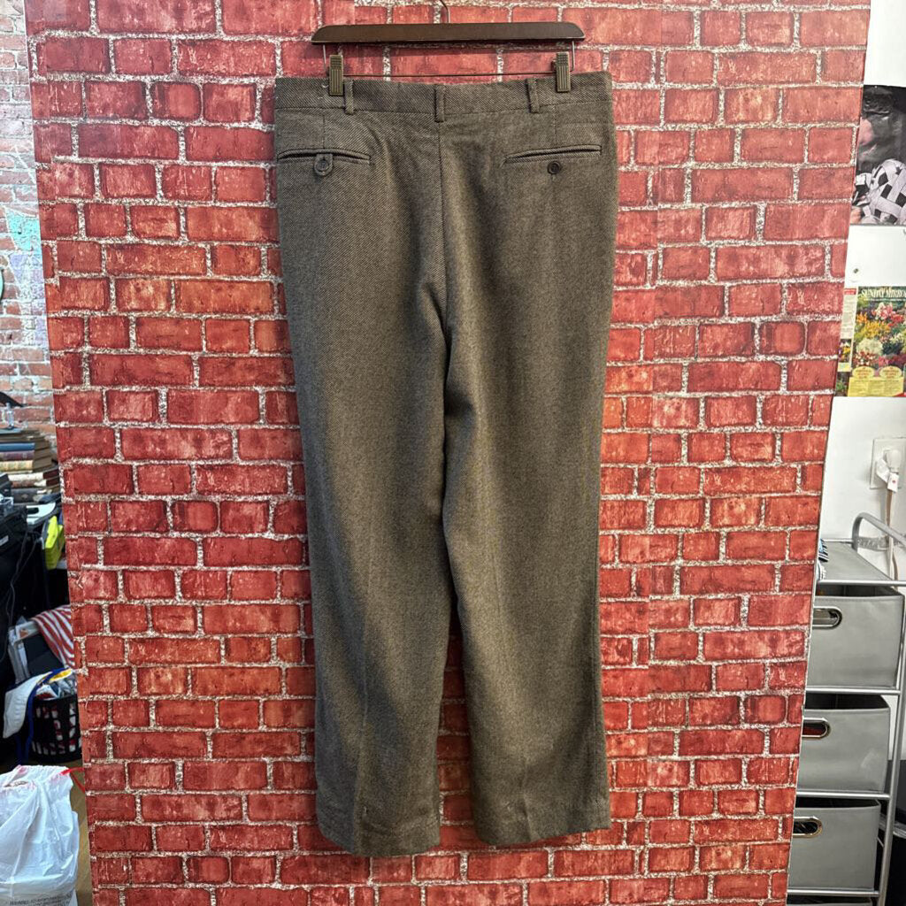 LL Bean vintage brown wool tweed trousers size 35 product photo