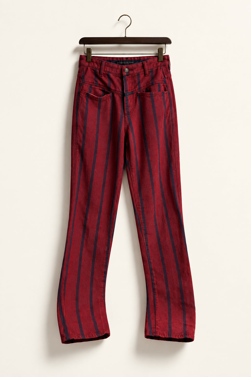 Marithe Francois Girbaud Vintage Jeans Skinny Vertical Stripes Red/Navy Size 5/6