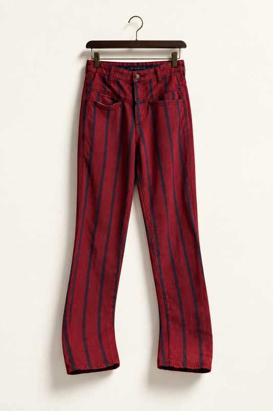 Marithe Francois Girbaud Vintage Jeans Skinny Vertical Stripes Red/Navy Size 5/6