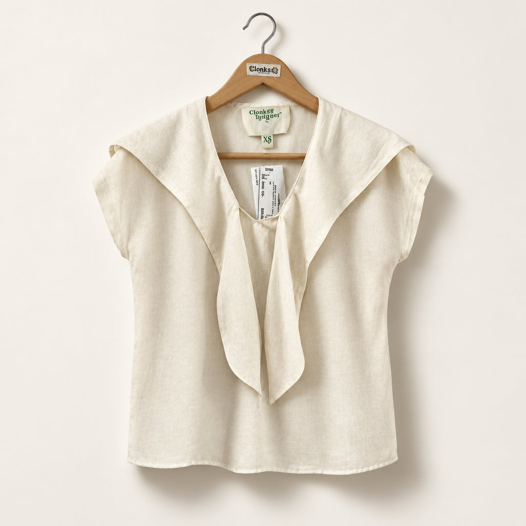 Cloak & Dagger Blouse Short Sleeve Flowy Collar White Size XS
