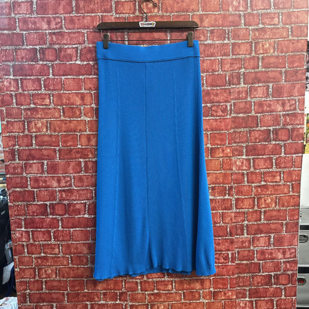 Everlane blue ribbed midi skirt size M, second additional view