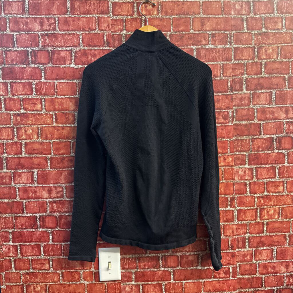 Athleta black lightweight zip jacket with puffed chest, second additional view