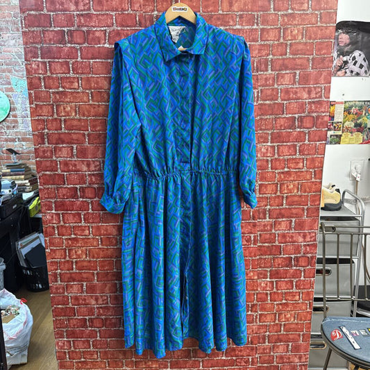 Schrader Sports Blue/ Green Pattern Maxi Dress Size 18W