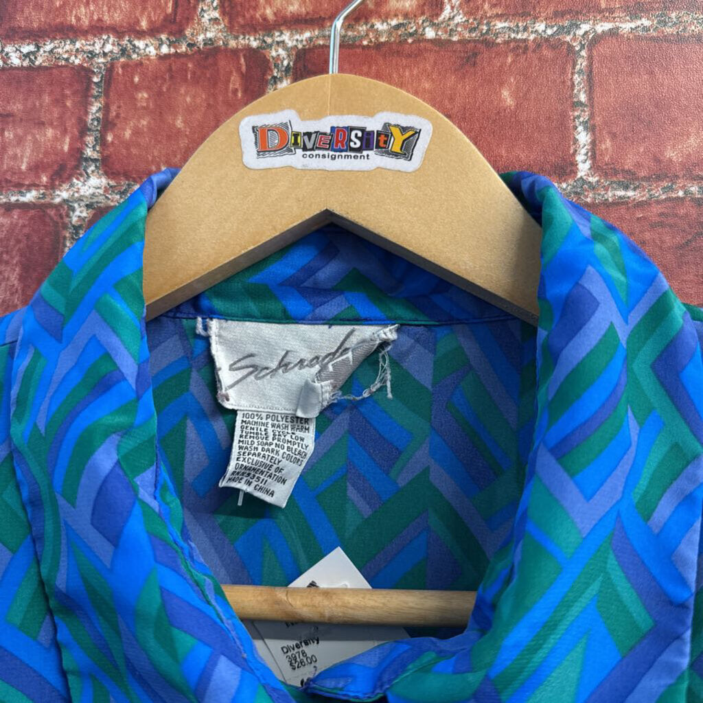 Schrader Sports Blue/ Green Pattern Maxi Dress Size 18W