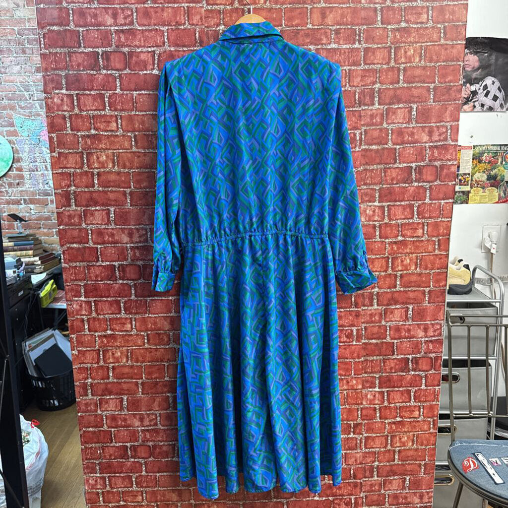 Schrader Sports Blue/ Green Pattern Maxi Dress Size 18W