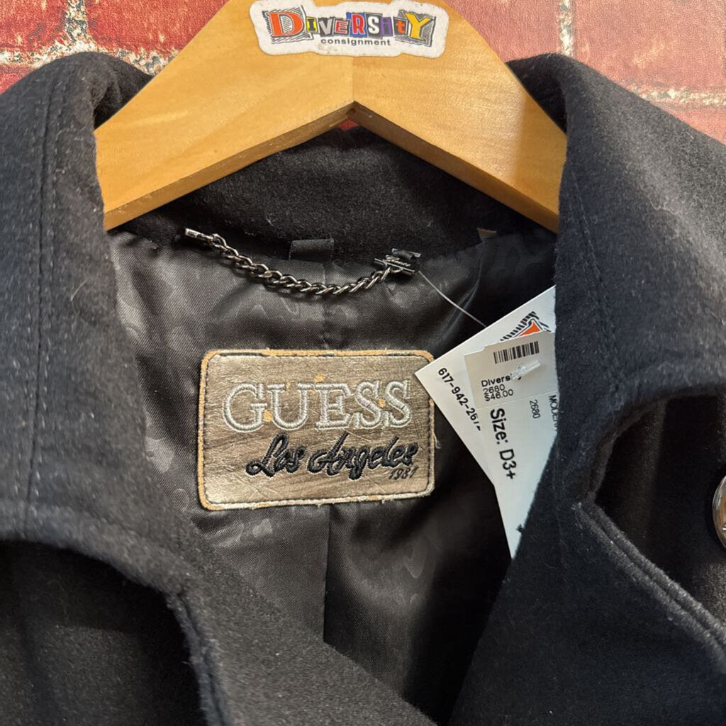 Guess Vintage Pea Coat Black Size M