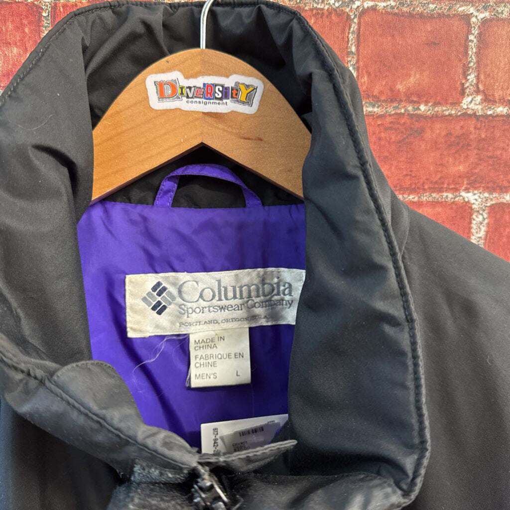 Columbia Vintage Ski Jacket Nylon Black/Purple Size L