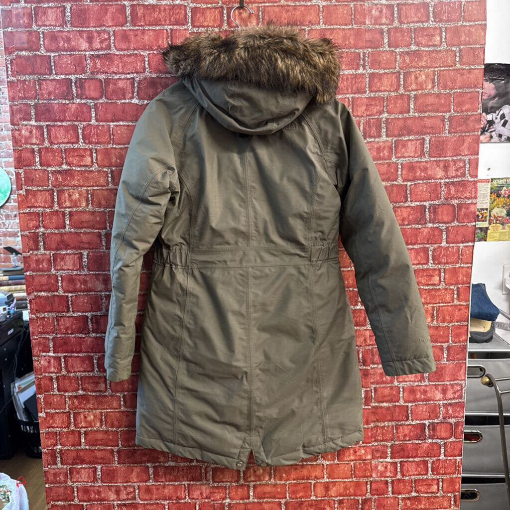 The North Face Winter Coat Faux Fur Hood Olive Size M