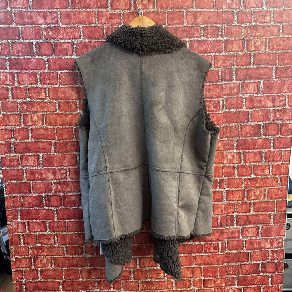 Au Lieu Faux Shearling Vest Brown Size 2X