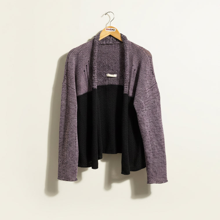Younger Knits Hand Knit 2-Tone Cardigan Sweater Size S/M