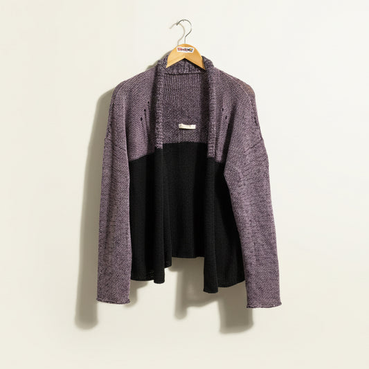 Younger Knits Hand Knit 2-Tone Cardigan Sweater Size S/M