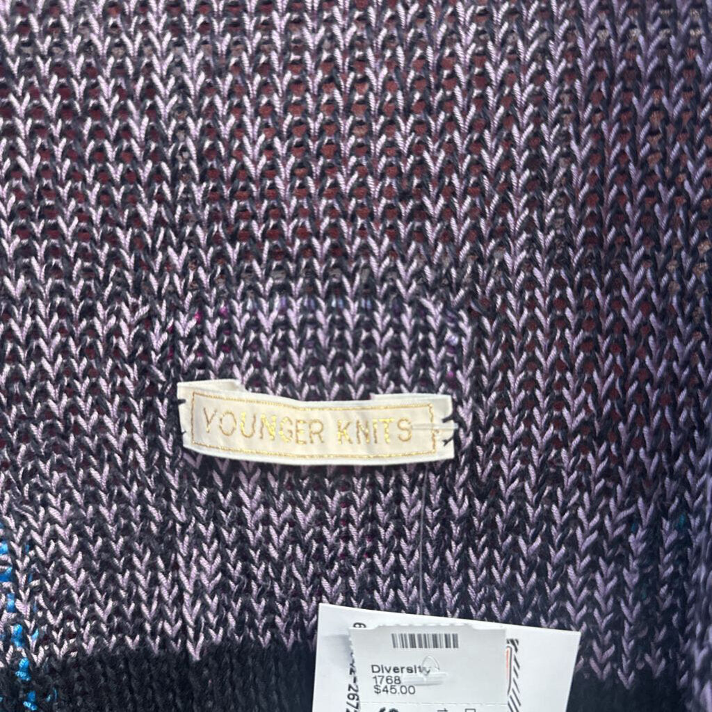 Younger Knits Hand Knit 2-Tone Cardigan Sweater Size S/M