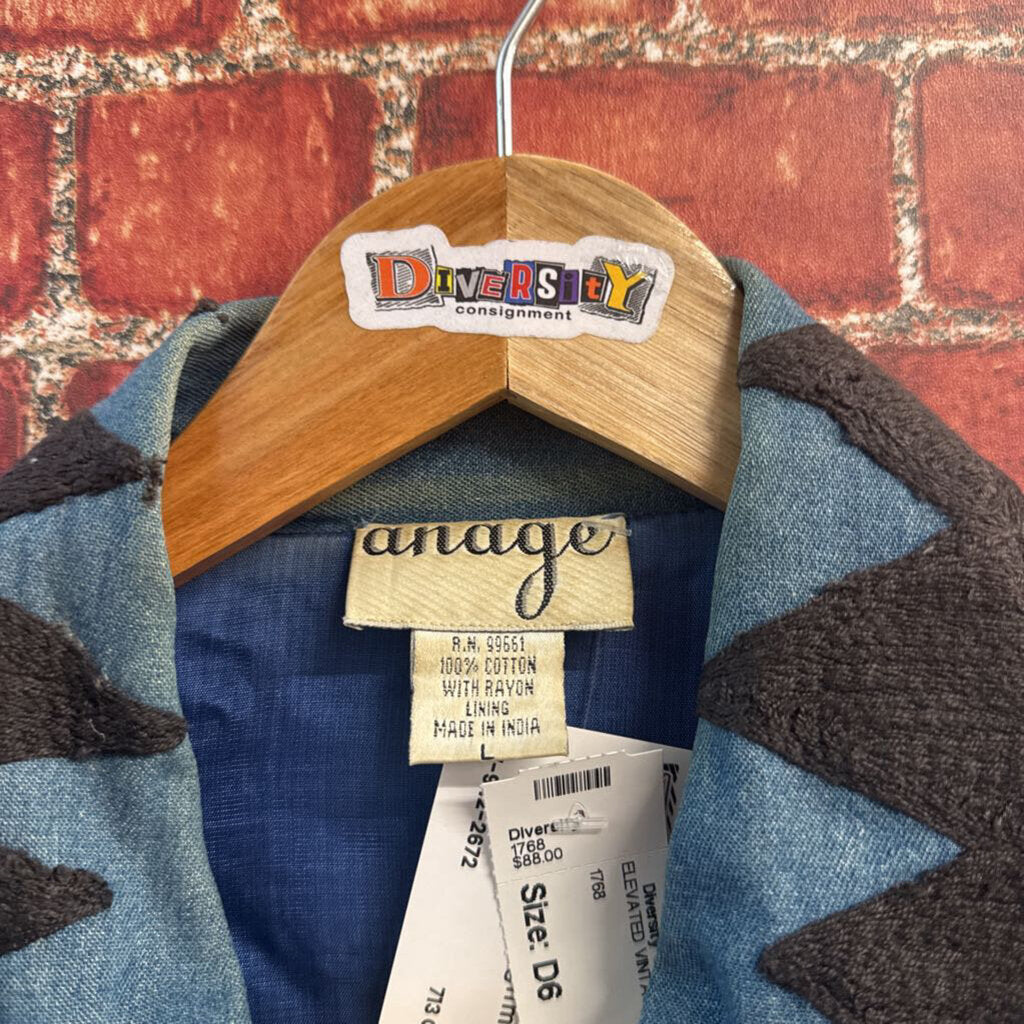 Anaje Vintage Embroidered Animals and Dyed Denim Size L