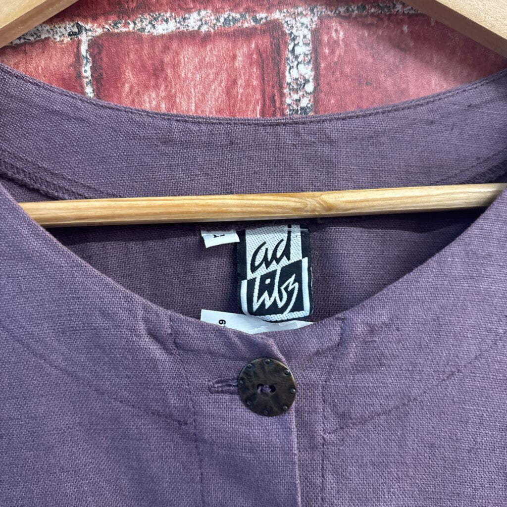 Ad Libz Vintage Artistic Pattern Purple Linen/Cotton Blend Size L