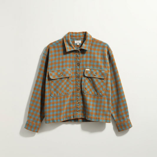 Brixton Flannel Button Up Crop Plaid Blue/Orange Size S