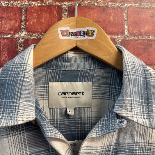 Carhartt WIP Flannel Crop Plaid Pale Blue/White Size XS