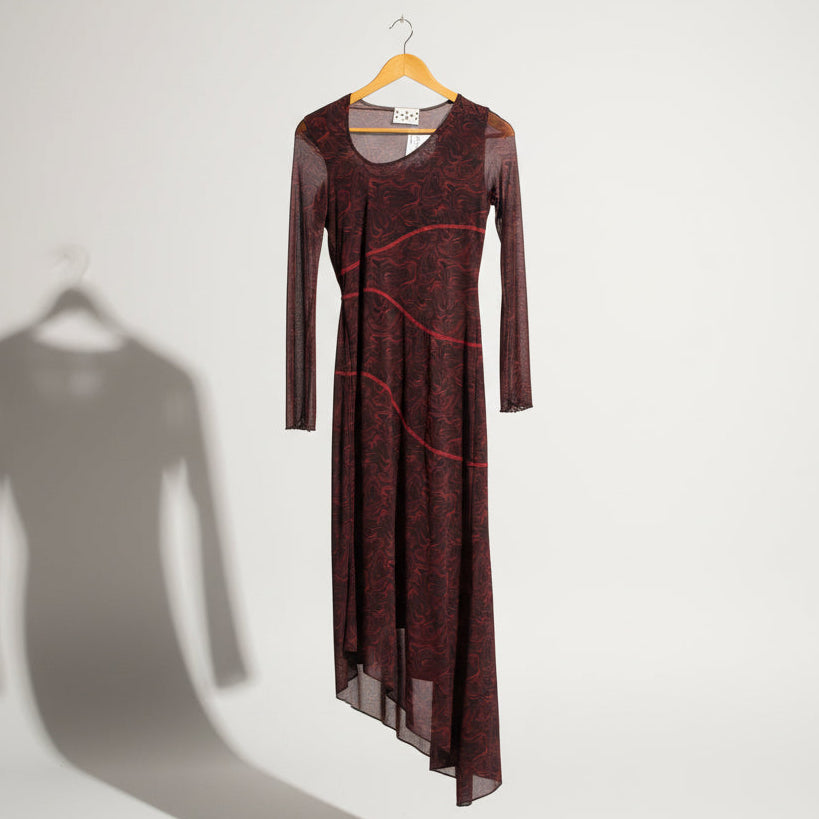 Nensi Dojaka Maxi Dress Mesh Printed Red/Black