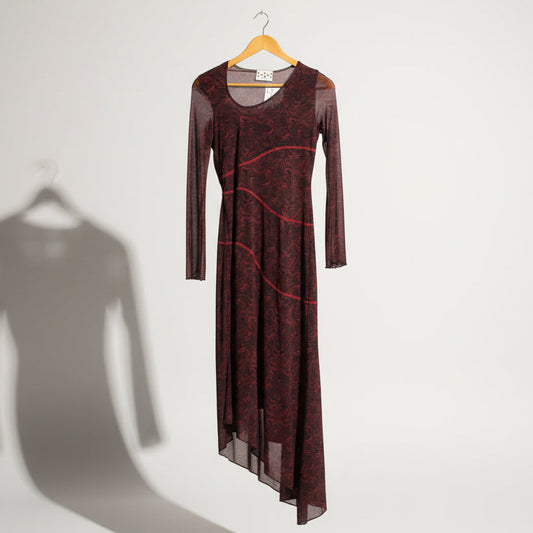Nensi Dojaka Maxi Dress Mesh Printed Red/Black