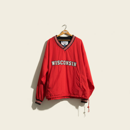Champion Vintage Pullover Windbreaker Wisconsin Red Size XL