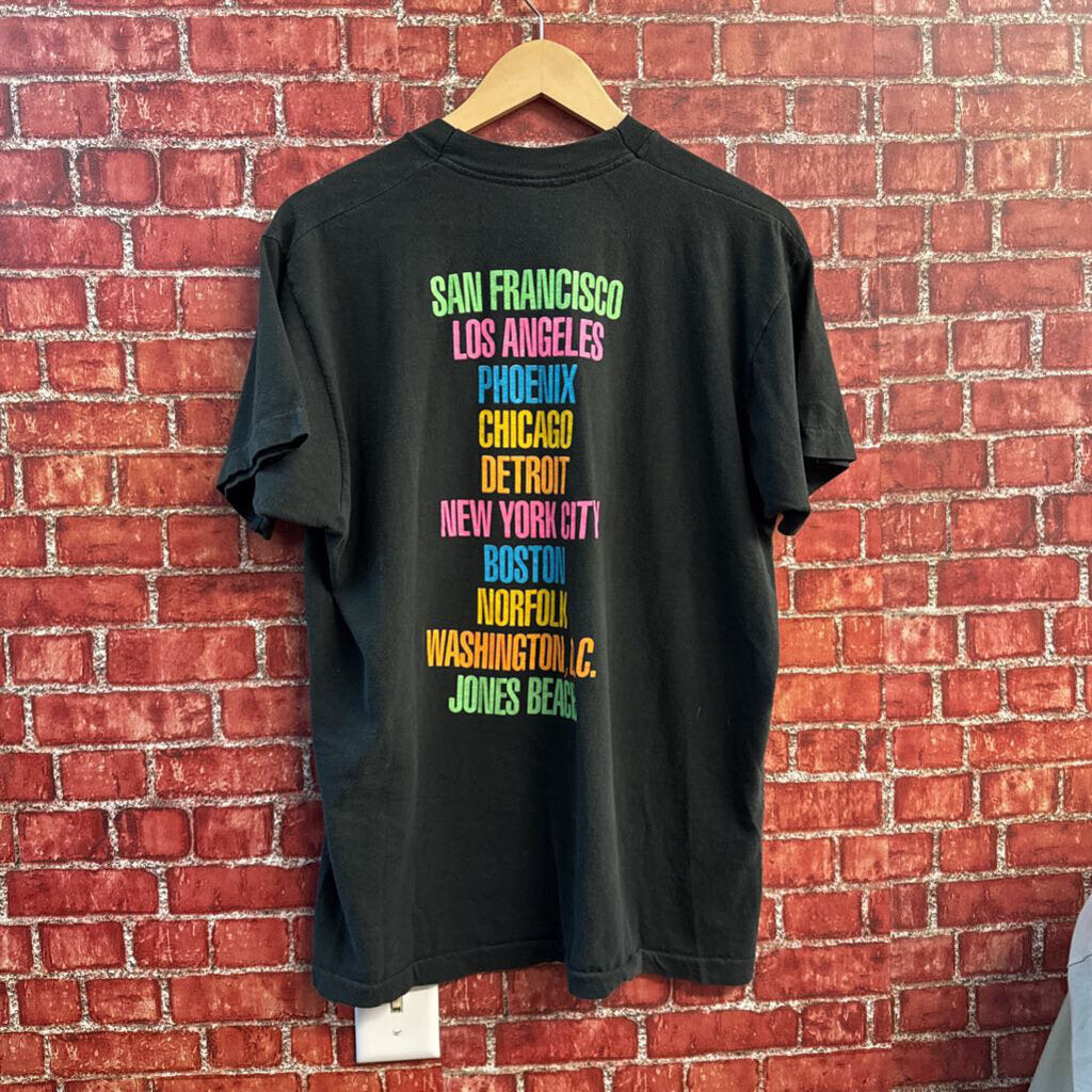 Screen Stars Vintage Band Tee B52s Cosmic Thing 1989 Black/Neon