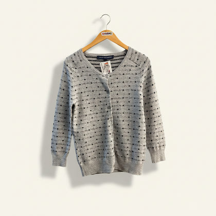 French Connection Long Sleeve Button Up Sweater Grey/ Black Size M