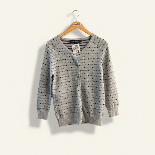 French Connection Long Sleeve Button Up Sweater Grey/ Black Size M