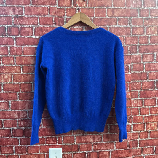 Vintage Long Sleeve Sweater Pearl Embroidered Blue Size S/M