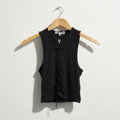 Joah Brown Ribbed Corset Style Crop Top Size XS/S