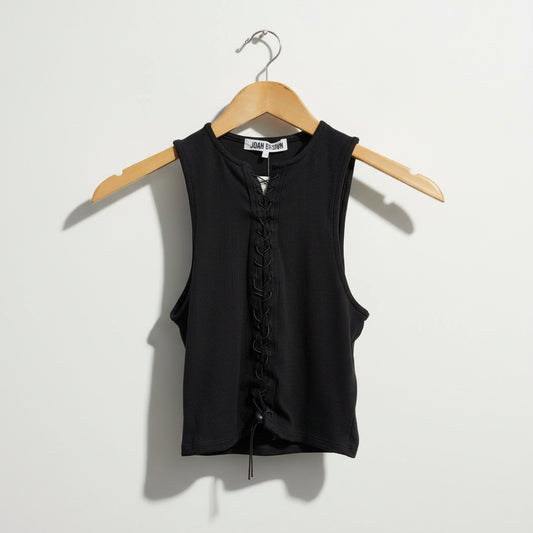 Joah Brown Ribbed Corset Style Crop Top Size XS/S