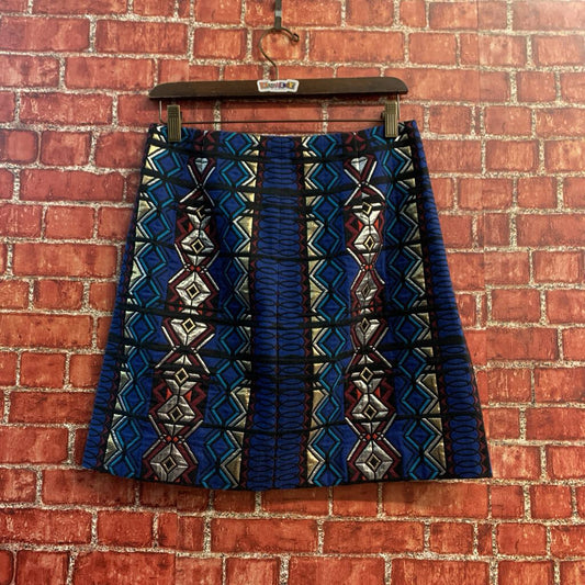 J Crew Stained Glass Pattern Mini Skirt Blue Size 4