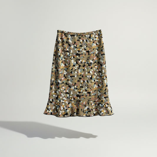 Vintage BCBG Paris Abstract Pattern Midi Skirt Size S