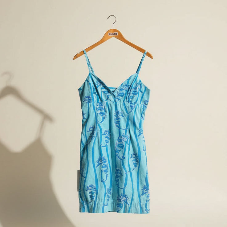 Lilly Pulitzer Blue Seahorse Pattern Mini Dress Size 8