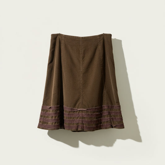 Boden Midi Corduroy Skirt Brown Size 14R