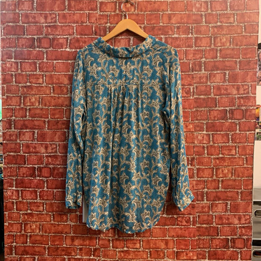 Pilcro Blue Paisley LS Blouse Size M