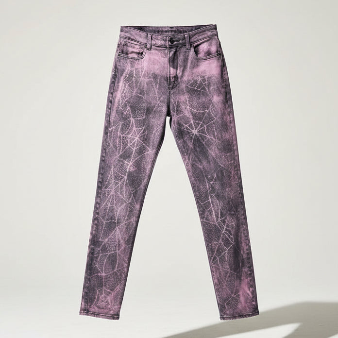 Hiss Off Purple Dyed Pattern Jeans Slim Fit Size 2