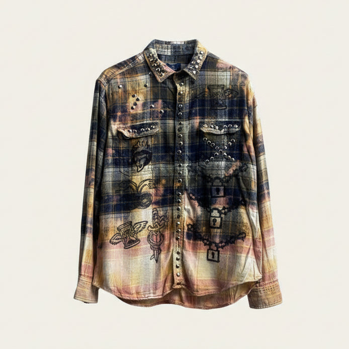 Hiss Off Multi Color Grommet Flannel Size XL