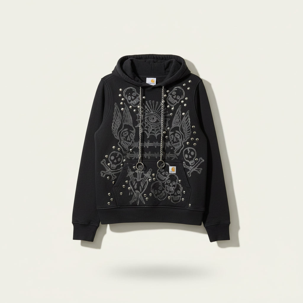Hiss Off Black Pullover Hoodie Chain Hanging W/Graphic Size S