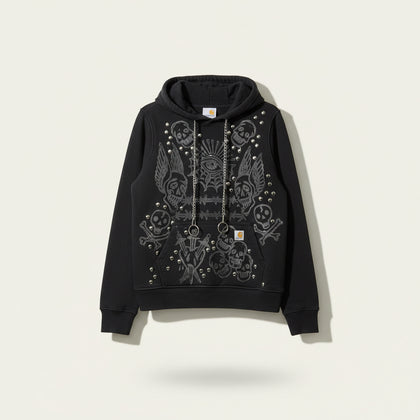 Hiss Off Black Pullover Hoodie Chain Hanging W/Graphic Size S