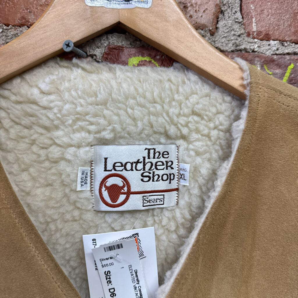 The Leather Shop Brown Suede Sherpa Vest Size XL