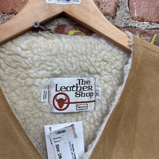 The Leather Shop Brown Suede Sherpa Vest Size XL