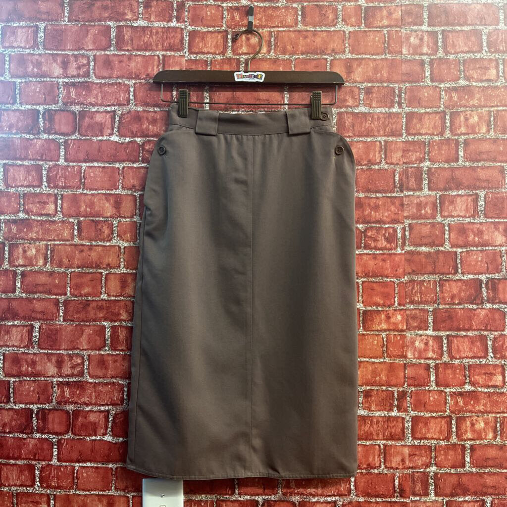 Vintage Basile Brown Pocket Midi Skirt Size XS