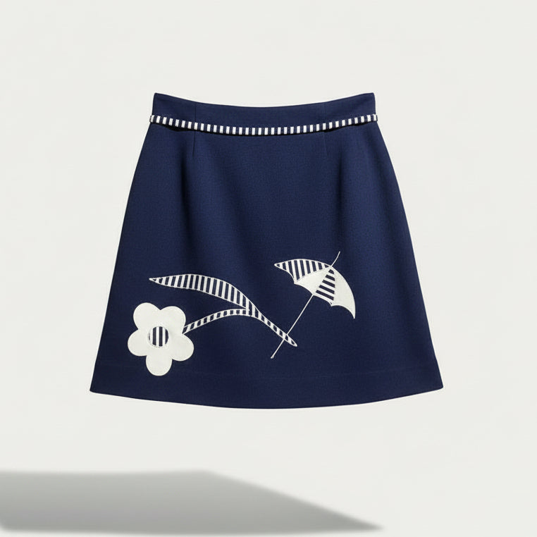 Vintage Hartburt Blue Umbrella Skirt Belted Size S