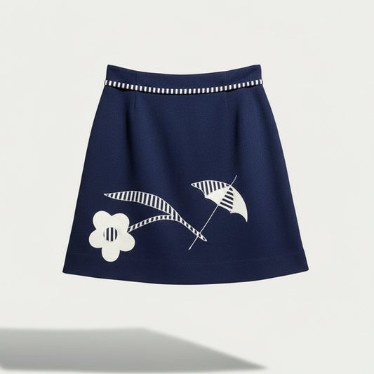 Vintage Hartburt Blue Umbrella Skirt Belted Size S