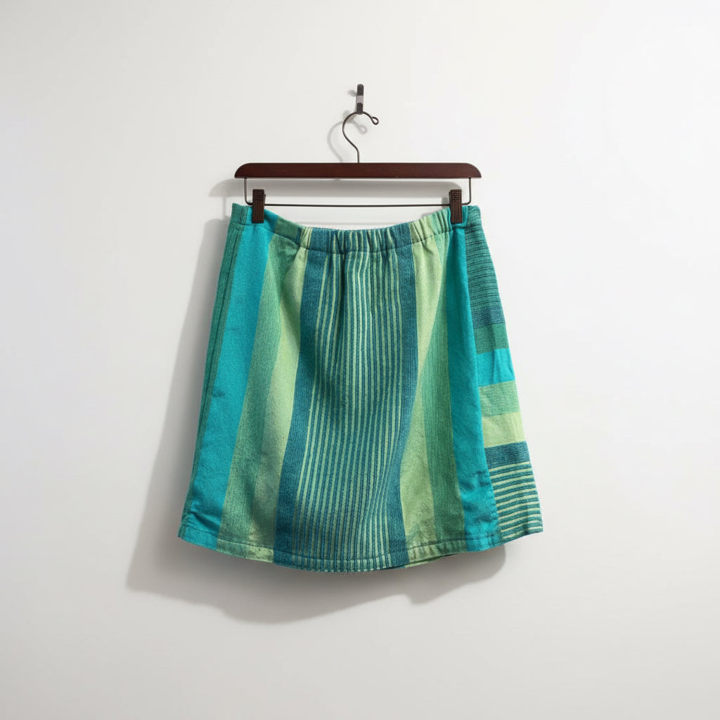 Vintage Hand Made Green Panel Mini Skirt Size L