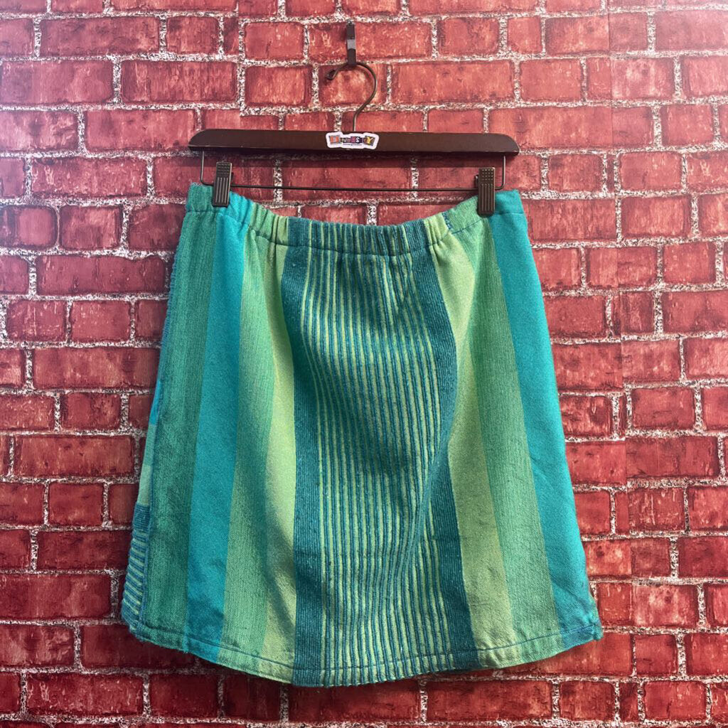 Vintage Hand Made Green Panel Mini Skirt Size L