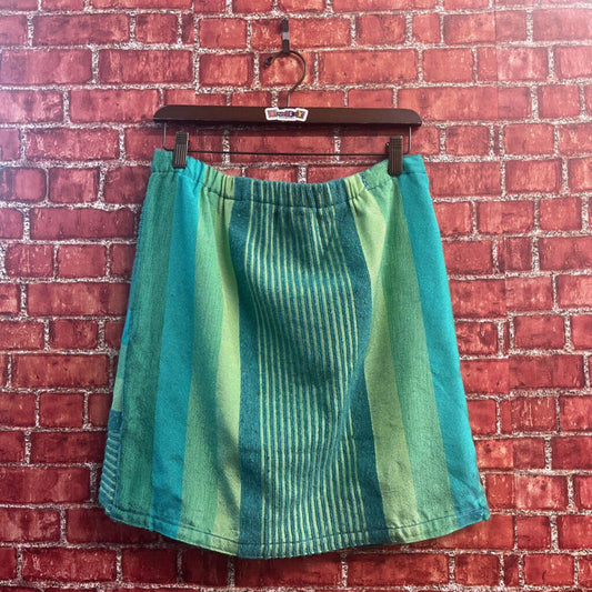 Vintage Hand Made Green Panel Mini Skirt Size L