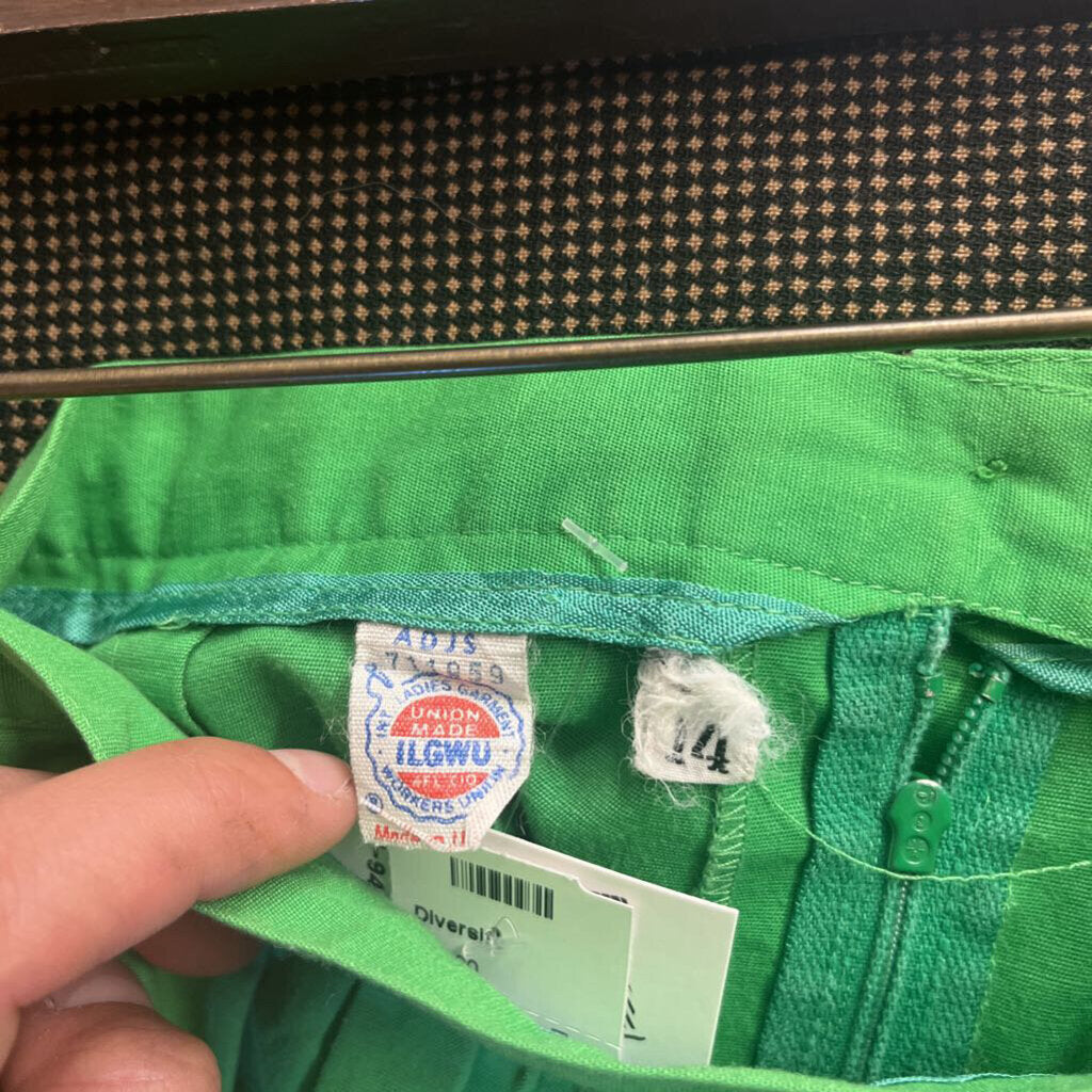 Vintage Green Union Made Midi Pencil Skirt Size 28