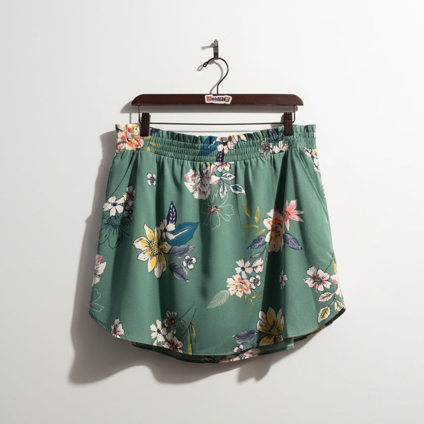DR2 Green Floral Mini Skirt Size XL